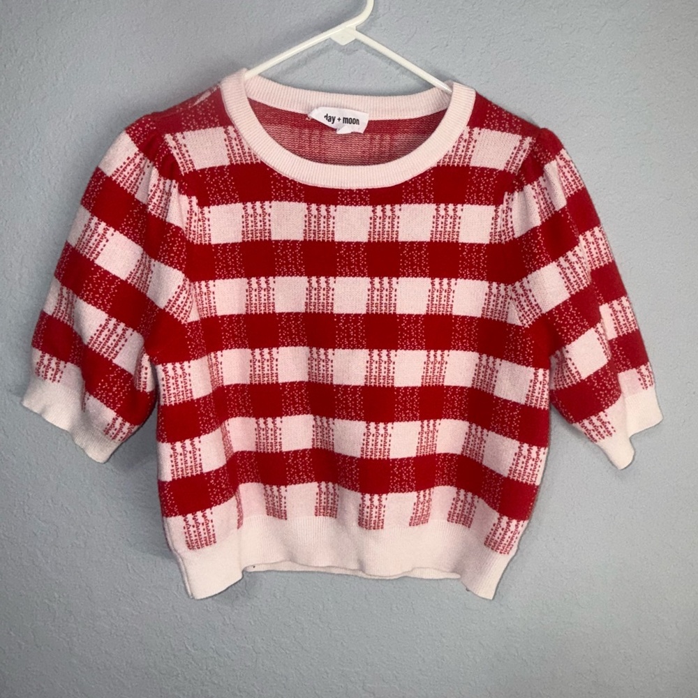 Red and White Checkered Sweater